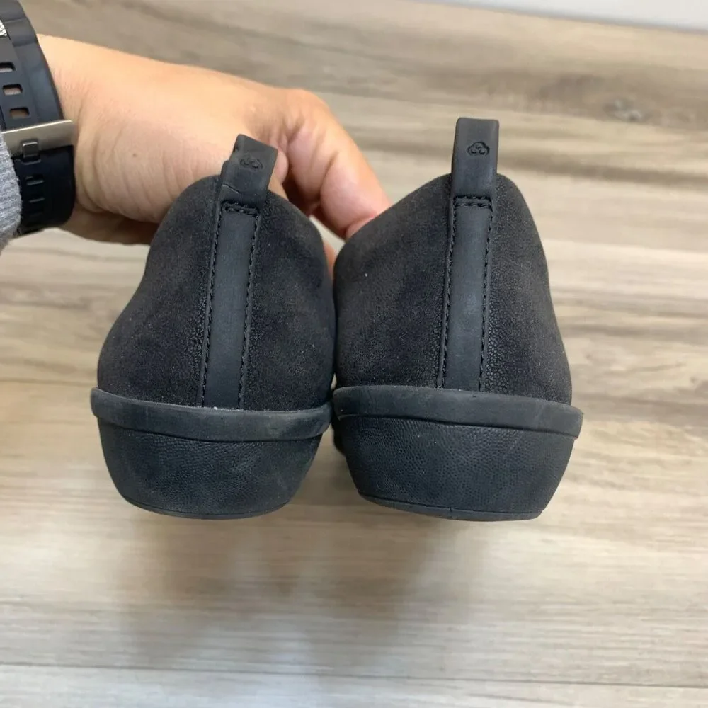 Clarks Womens Ayla Sloane Black‎ Cloudsteppers Slip On Comfort Flats Size 8.5 W